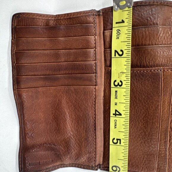 Vintage Y2K Fossil Distressed Soft Leather Wallet Trifold Brown Card Money Snap - Picture 14 of 14